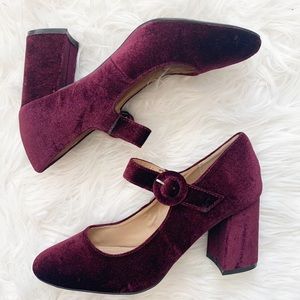 ESPRIT Velvet Retro Maroon Block  Heel 8